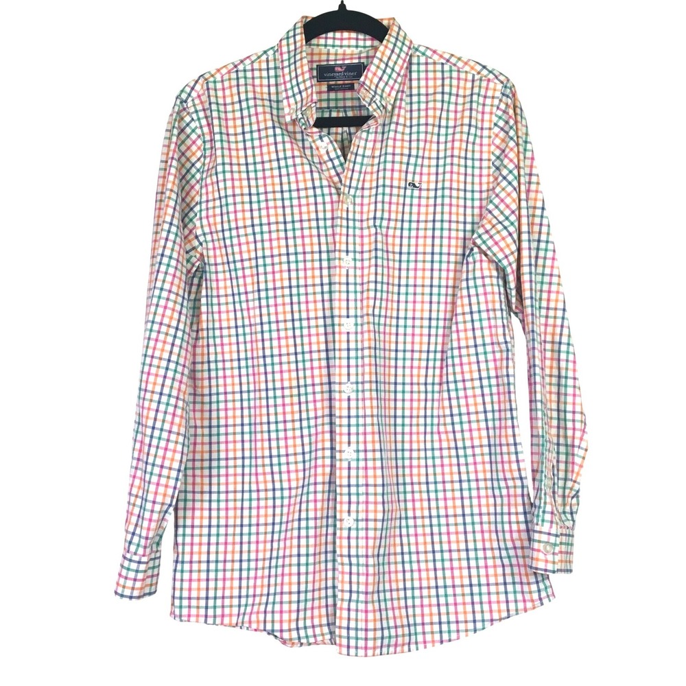 Vineyard Vines Whale Shirt Tattersall Plaid Button Down XL Multicolor